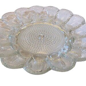 Vintage Indiana Glass Dewdrop 15 Egg Plate and Relish Tray for Thanksgiving